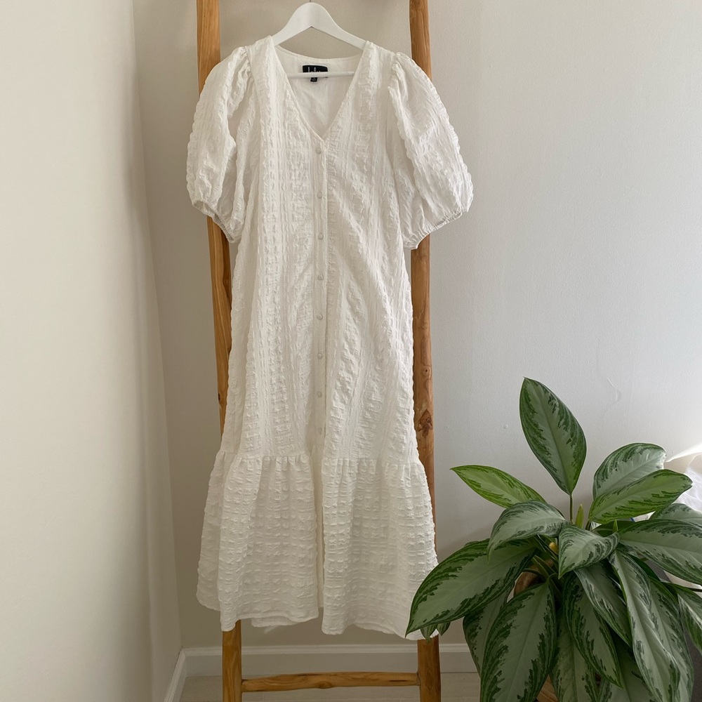 Textured white summer maxi dress